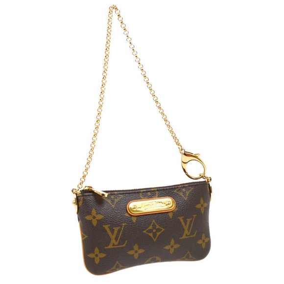 Authenticity Guarantee LOUIS VUITTON POCHETTE MILLA PM CHAIN HAND BAG AA2088 MON - Picture 1 of 10